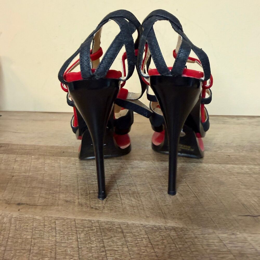 Liliana strappy platform stiletto high heels size 10 red black shoes - Picture 4 of 9